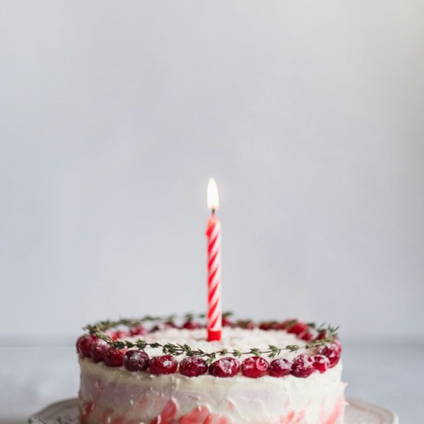 Cake with a single candle