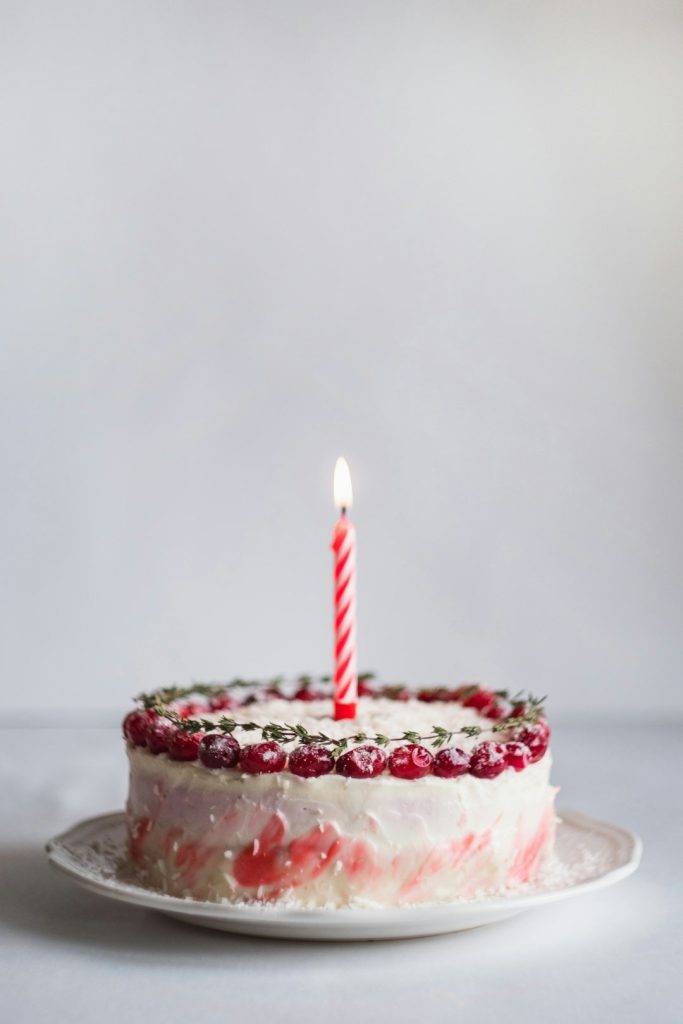 Cake with a single candle