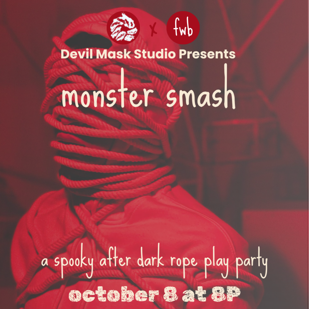 A monstrous person is mummified securely in rope and lit in an eerie red light to promote Monster Smash, a spooky after dark rope play party at the fwb clubhouse, Thursday, October 8. 